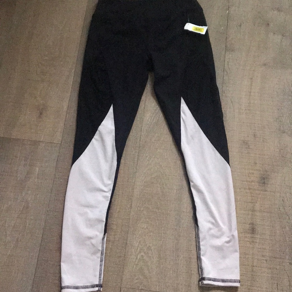Jala leggings work out pants black pink sheer NWT